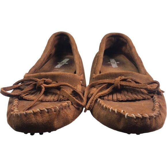 Minnetonka Kilty Brown Suede Leather Moccasins Shoes - Picture 10 of 10
